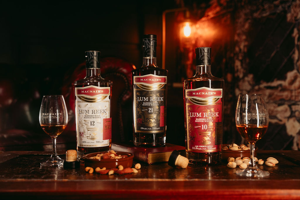 MacNair's Boutique House of Spirits Lum Reek 10, 12 and 21-year-old expressions